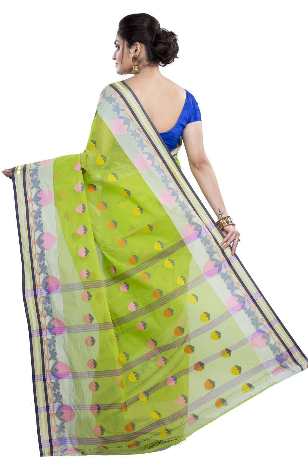 Green Pure Cotton PaddaPar Tant Saree (774)